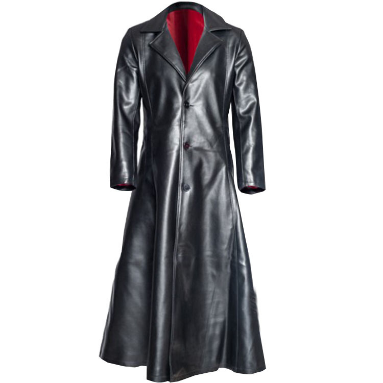 Men Formal Wear Coat - Gotik Yaka Yaka Uzun Ceket Deri