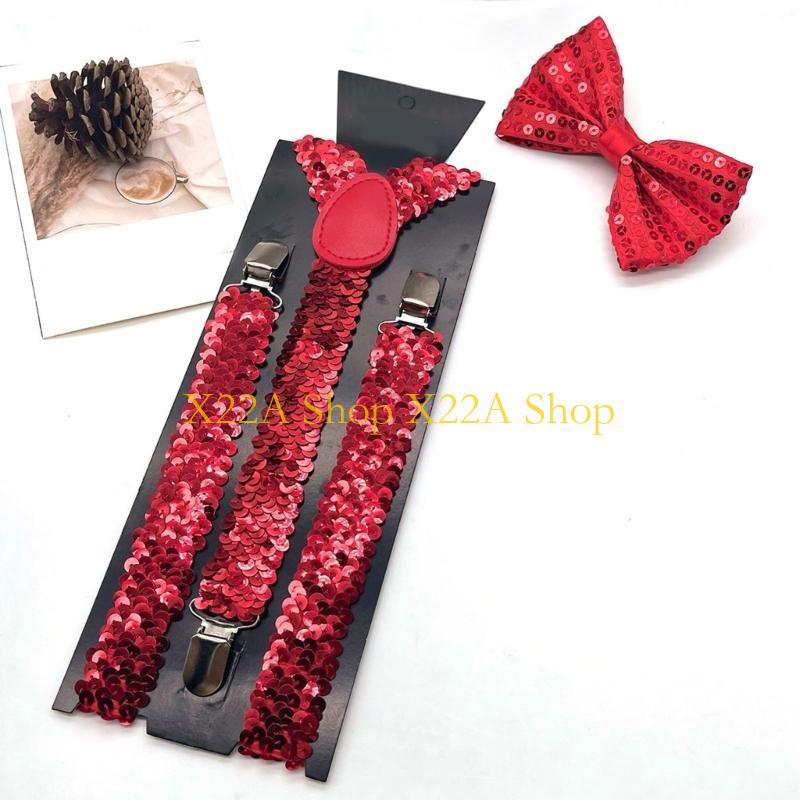 Suspender Clip Formal - Eşsiz Parlayan Sırıştırıcılar Bowtie Set Sapları