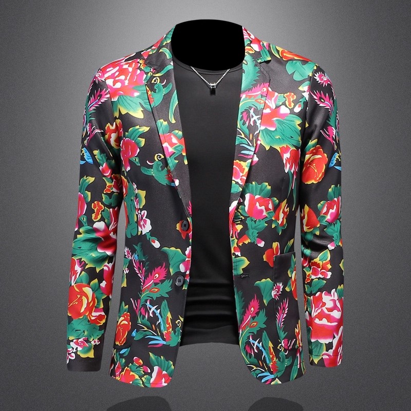 Large Men Formal Wear - Çin Tarzı Kuzeydoğu Büyük Çiçek Desenli