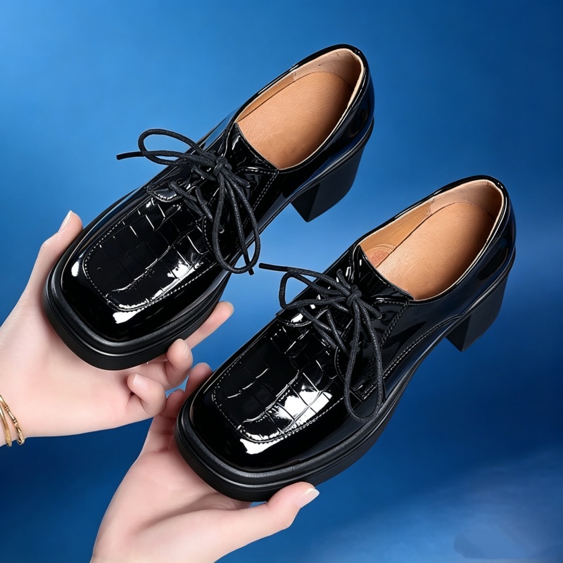 Patent Leather Oxford - 6.5cm Zarif Rahat Derin Ağızlı Parlak