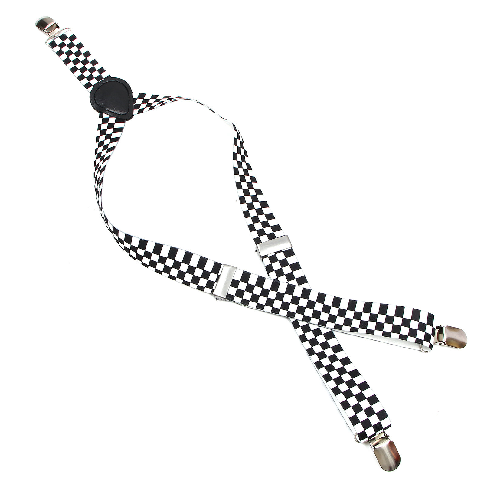 Suspender Clip Formal - Şık Kareli Siyah Beyaz Y-Back Askılar
