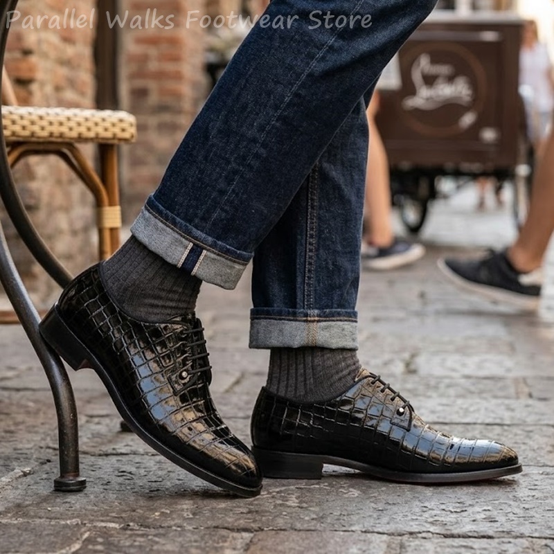 Patent Leather Oxford - Erkekler İçin Patent Deri Oxford Ayakkabılar