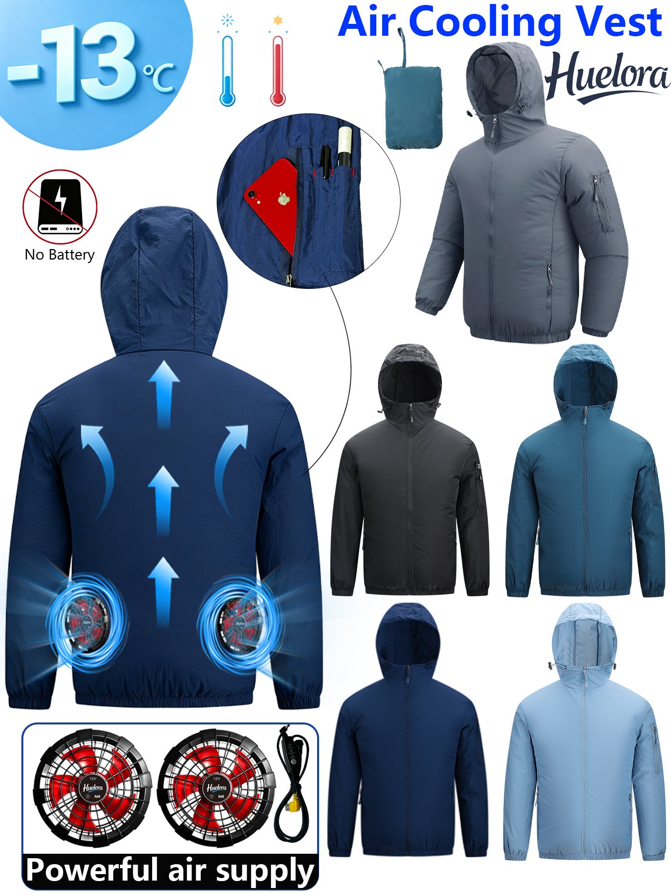 Men Formal Wear Coat - Erkekler için Kapüşonlu USB Soğutmalı Ceket,