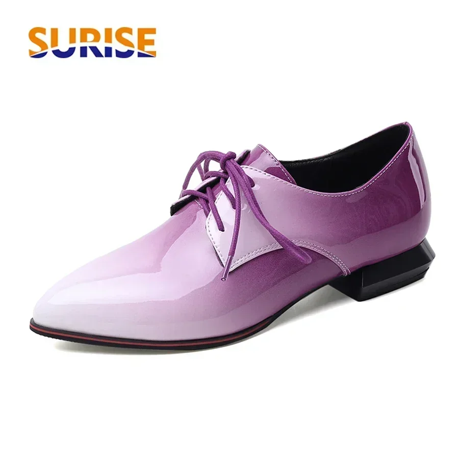 Patent Leather Oxford - İngiliz Kadın Oxfords Degrade Kırmızı Mor