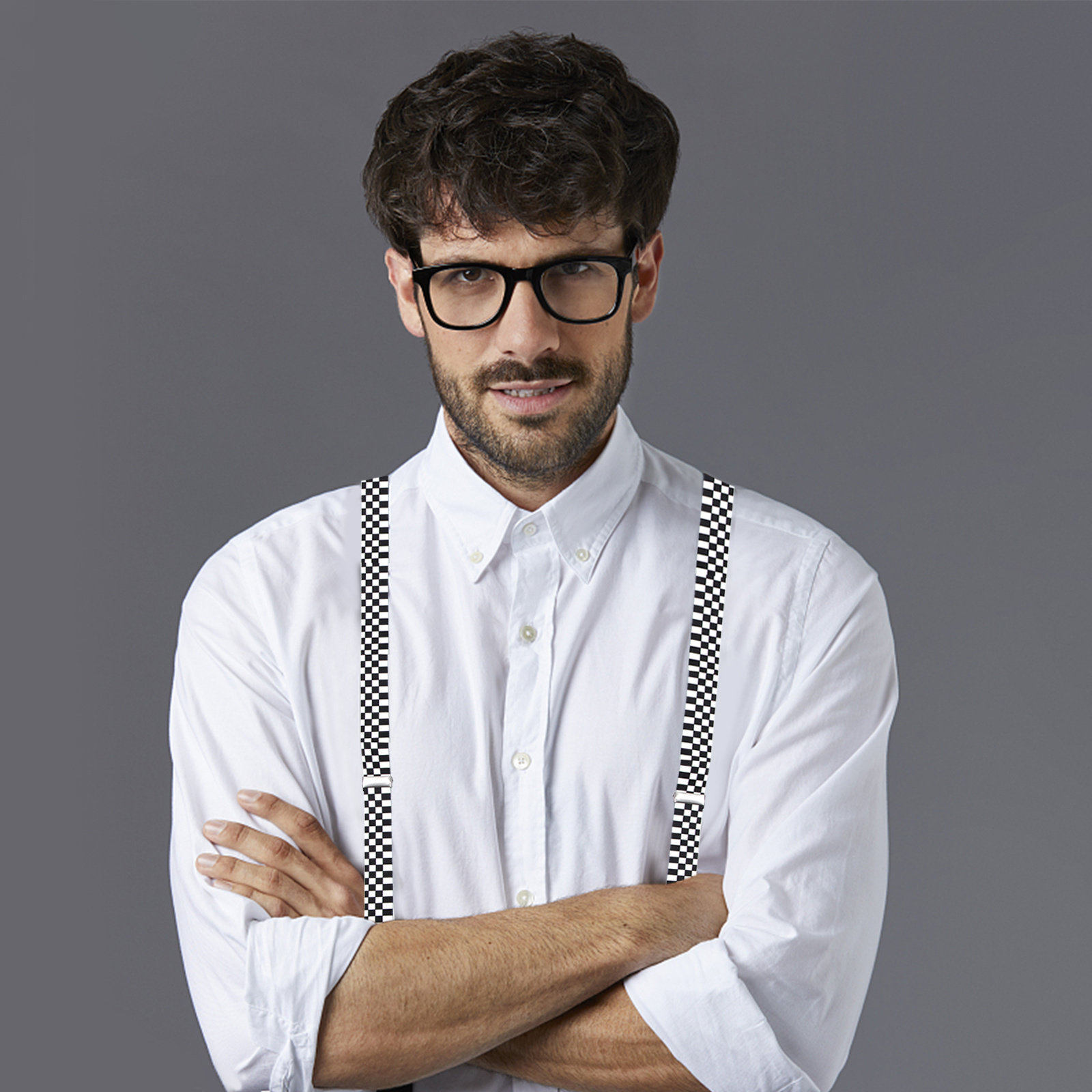 Şık Kareli Siyah Beyaz Y-Back  - Suspender Clip Formal incelemesi ve fiyatı