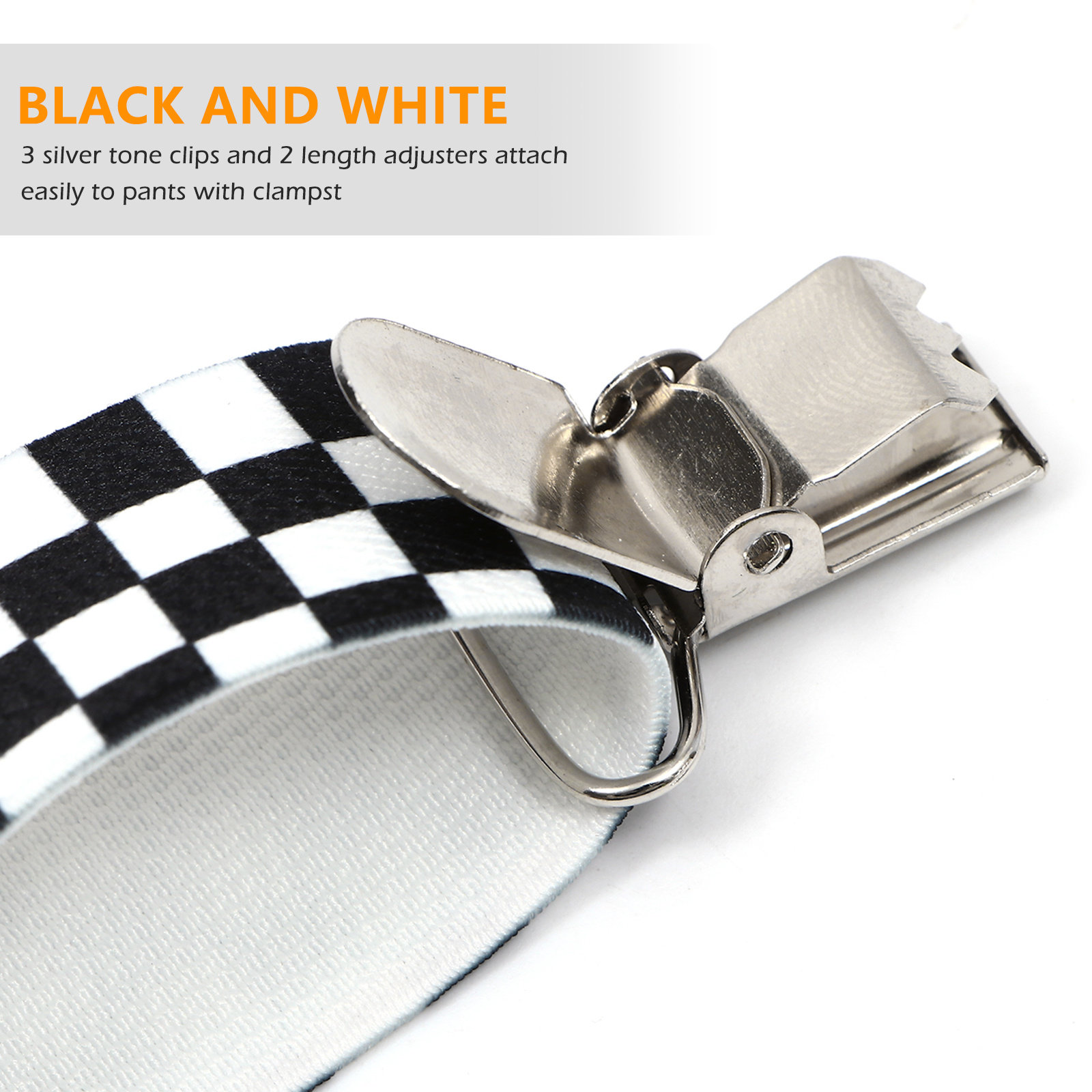 Şık Kareli Siyah Beyaz Y-Back  - Suspender Clip Formal incelemesi ve fiyatı