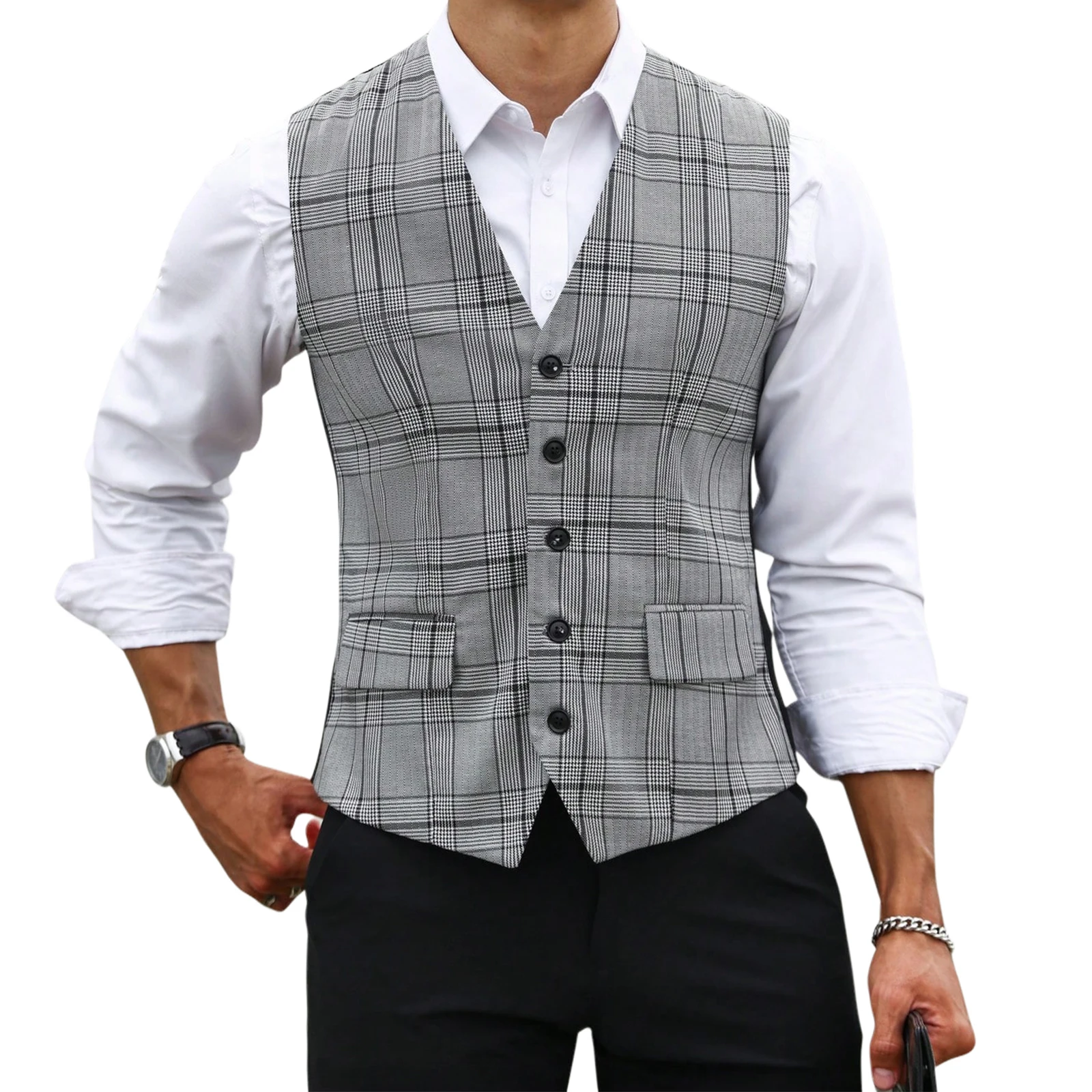 Erkekler Gri Ekose Takım Elbis - Men Formal Wear Vest incelemesi ve fiyatı