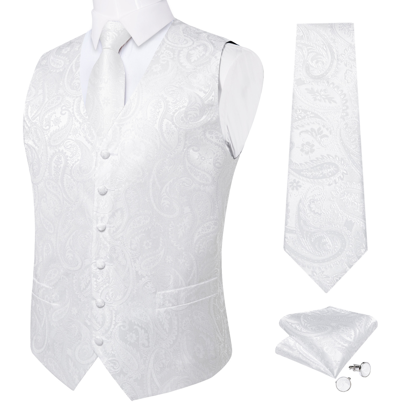Saf Beyaz Düğün Yelek Adam içi - Men Formal Wear Vest incelemesi ve fiyatı